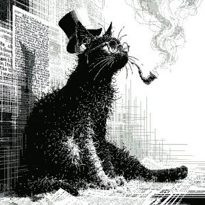 维多利亚风格像素艺术吸烟猫