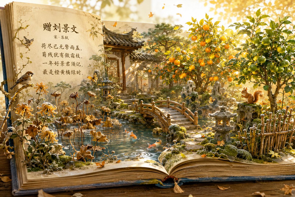 秋日中式庭院立体书