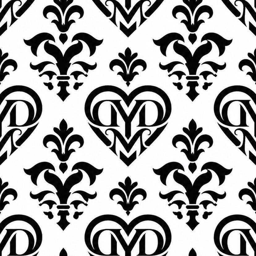 Monochrome Damask Monogram
