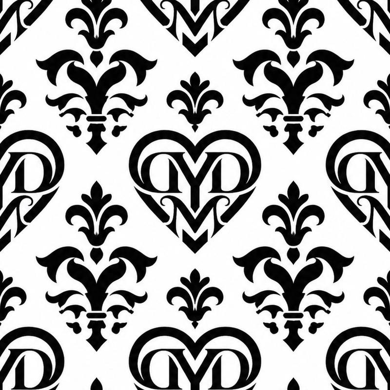 Monochrome Damask Monogram