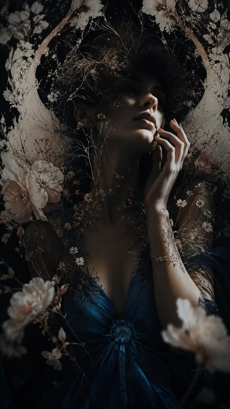 Dark Floral Moonlight Portrait