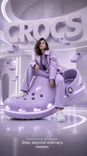 未来感 Crocs 时尚广告海报