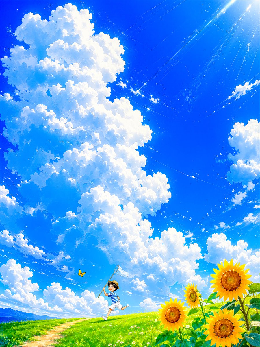 Boy Chasing Butterflies