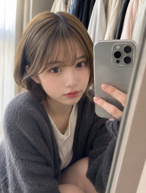 自然衣帽间镜面自拍