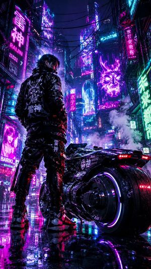 赛博朋克霓虹街头赛车手