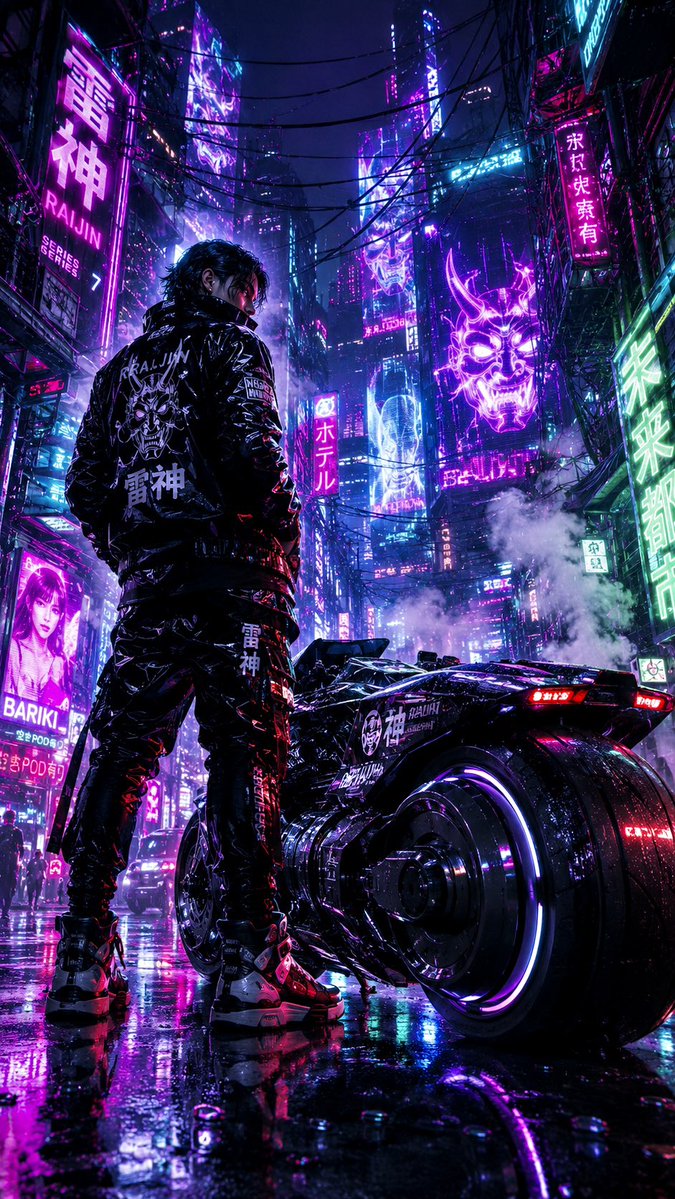 赛博朋克霓虹街头赛车手