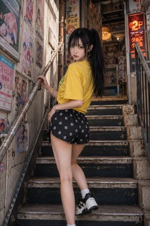 城市楼梯上的超写实时尚大片
