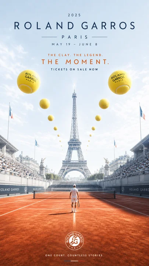 对称式 Roland Garros 巴黎海报