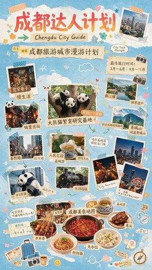 成都剪贴簿旅行指南海报