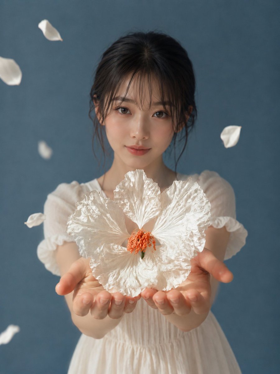 掌心白花肖像