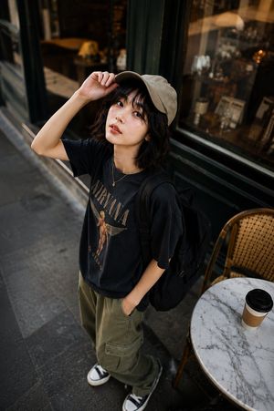 高机位咖啡馆街头人像