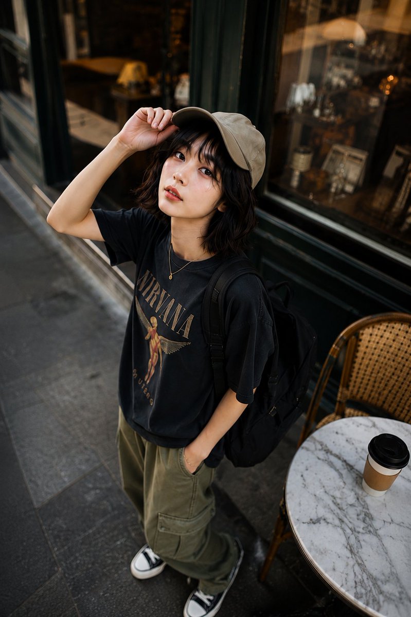 高机位咖啡馆街头人像