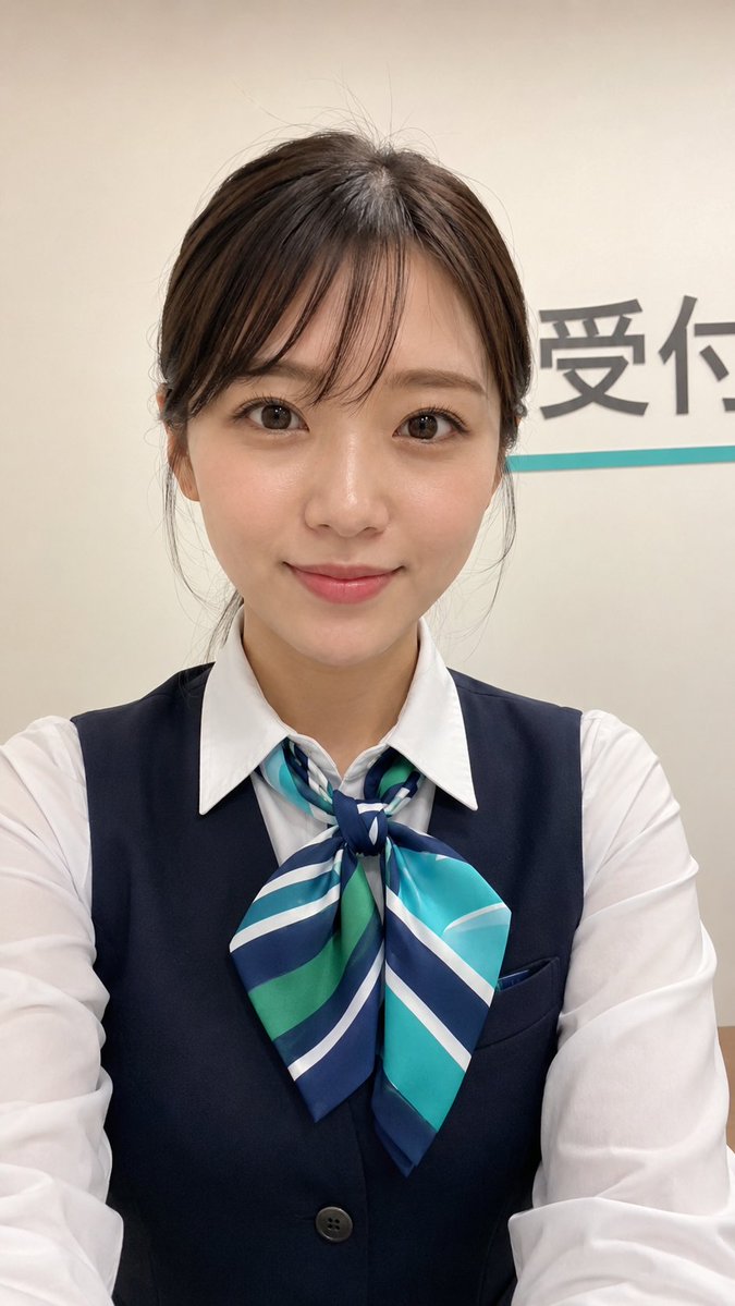 日本接待员智能手机自拍