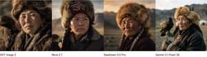 四模型游牧民族肖像对比