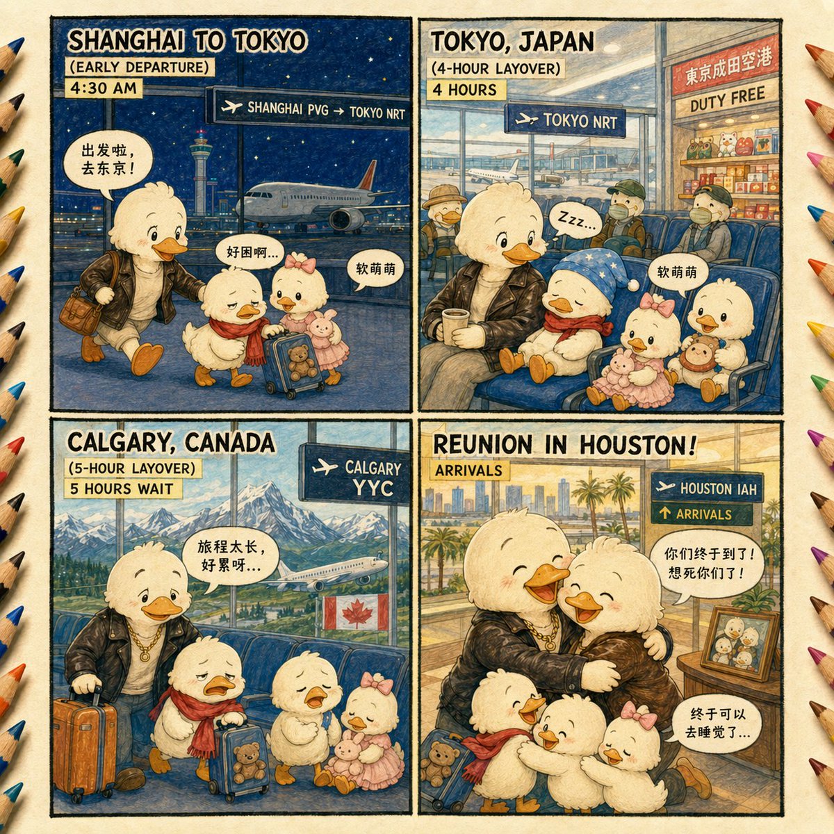 鸭子一家旅行漫画