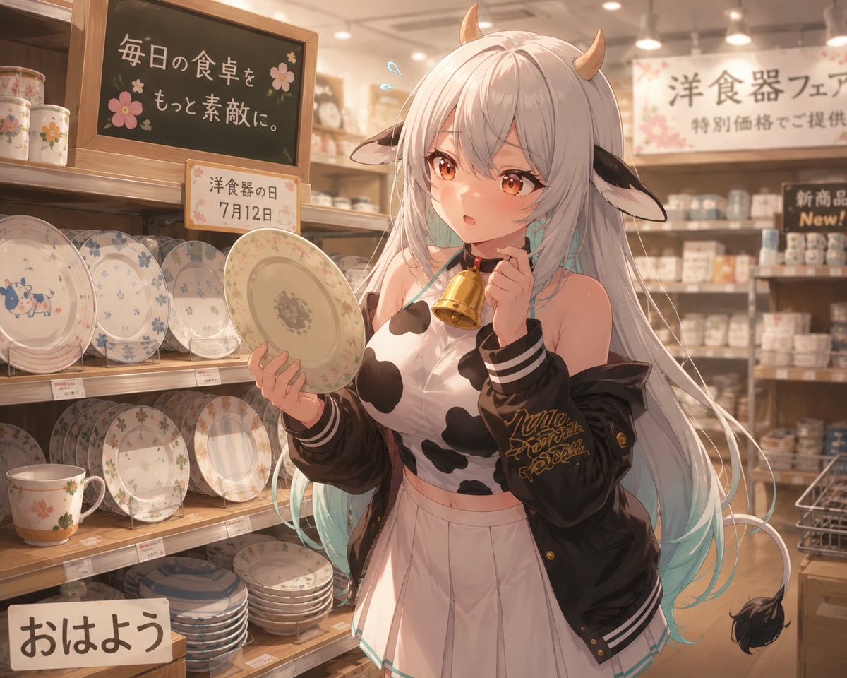 Cow Girl in a Tableware Shop