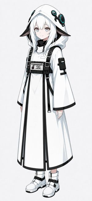 未来感白色连帽动漫少女