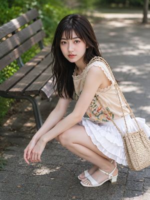 公园蹲姿肖像
