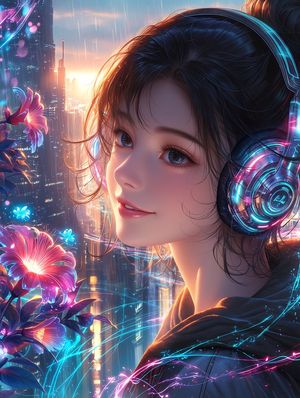 永恒之花赛博朋克肖像