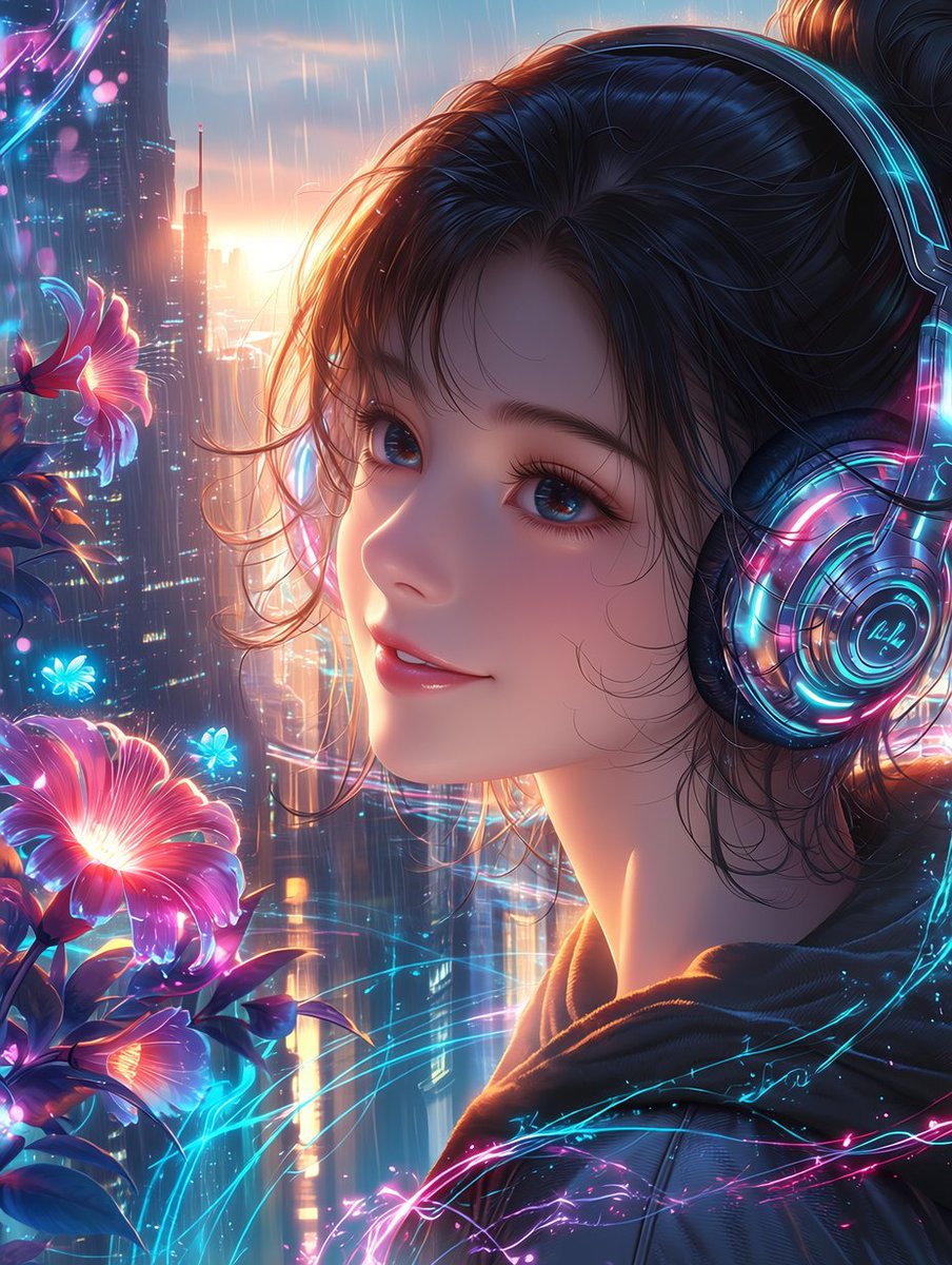 永恒之花赛博朋克肖像