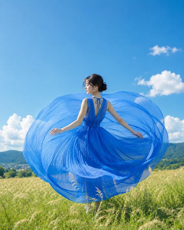 Blue Dress in the Summer Sky