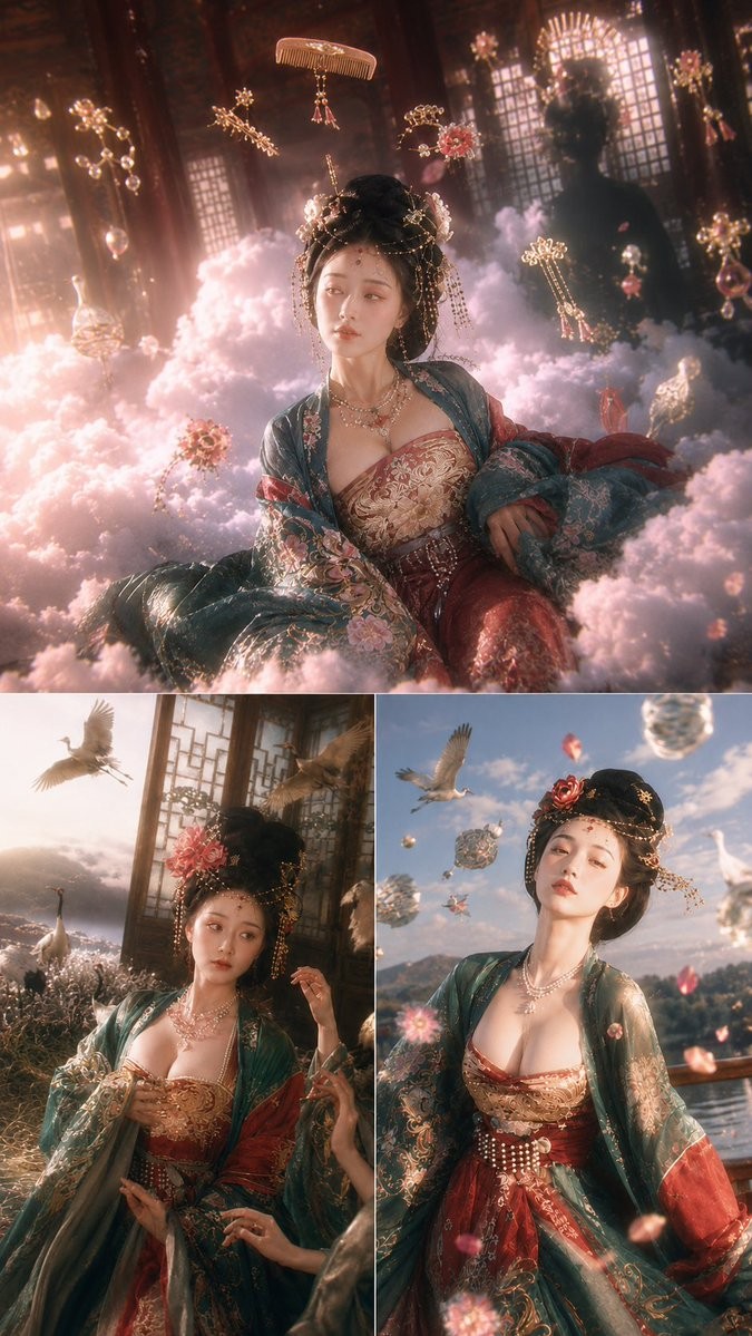 Tang Dynasty Dreamcloud Triptych
