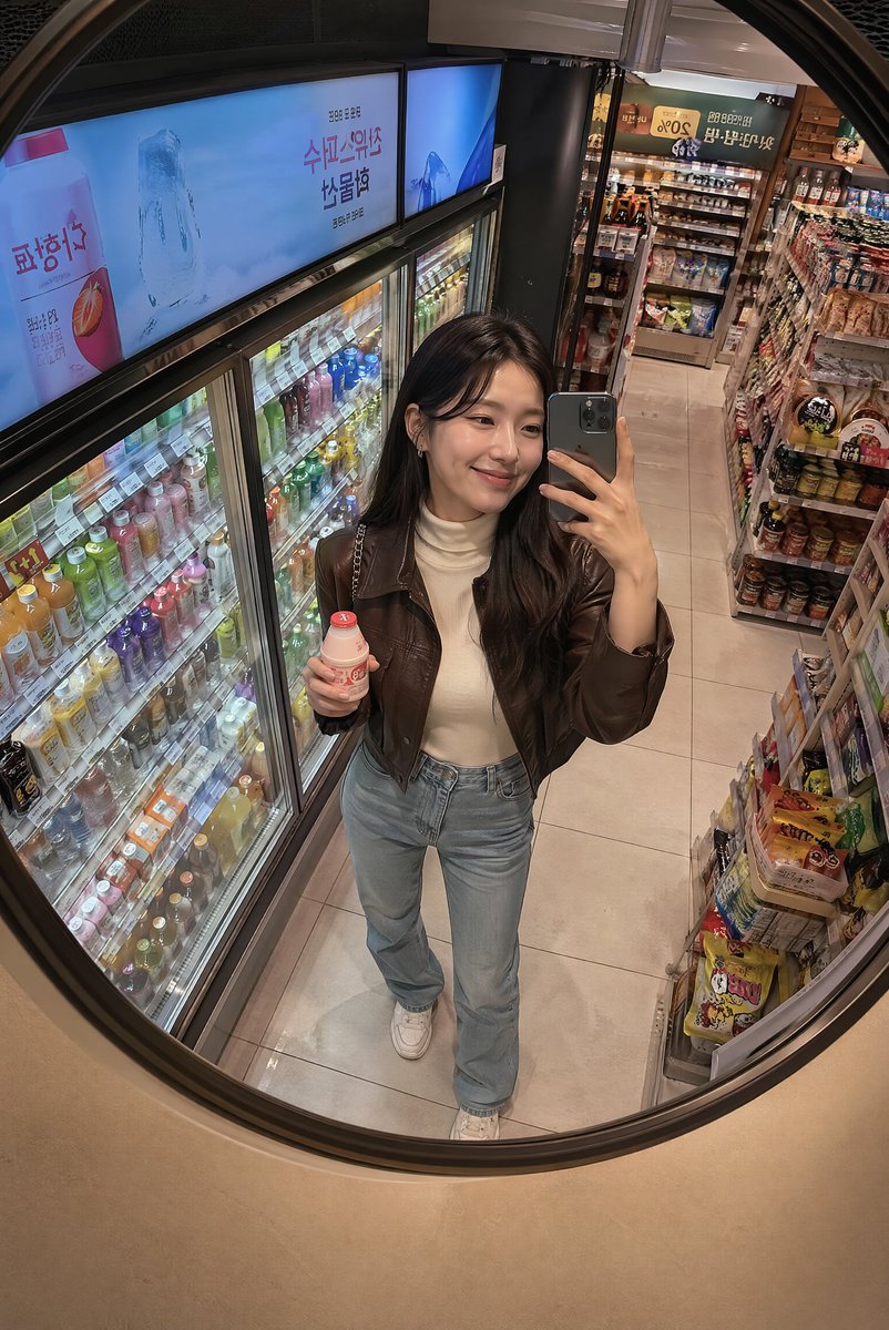 韩国便利店镜面自拍