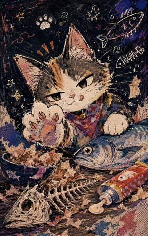 黑板风猫咪鱼宴