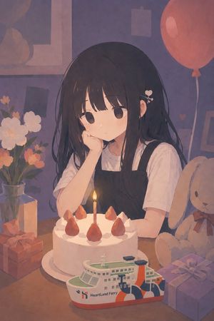 忧郁动漫风生日渡轮场景