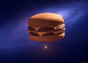 漂浮在太空中的芝士汉堡