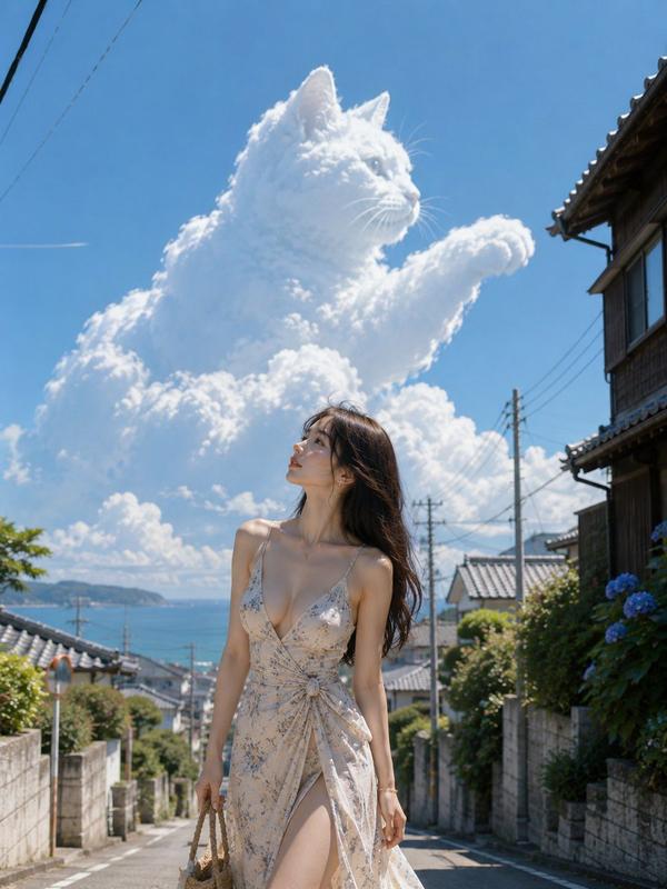 Summer Seaside Cat-Cloud Portrait