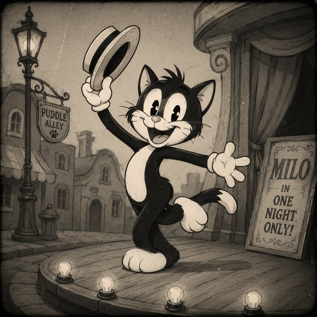 Vintage Film Vaudeville Cat