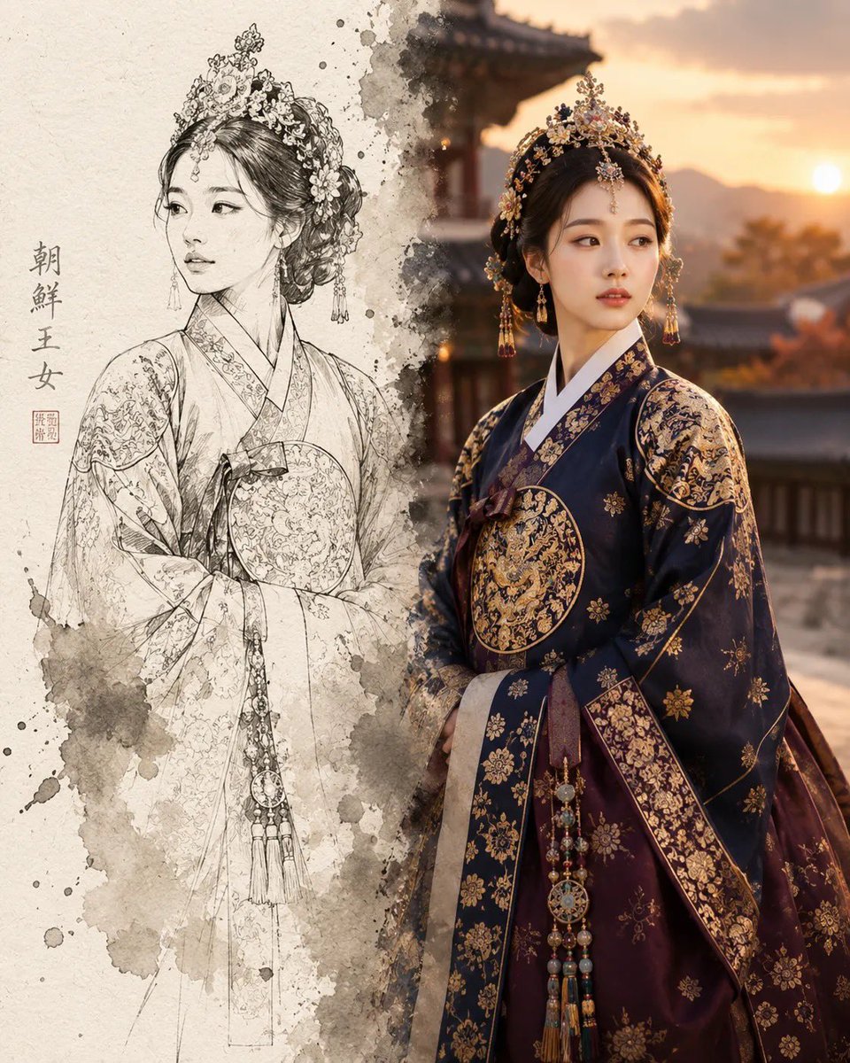 朝鲜王朝素描与现实对比
