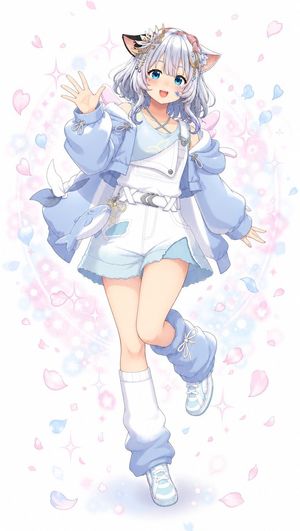 柔和色调猫耳动漫少女