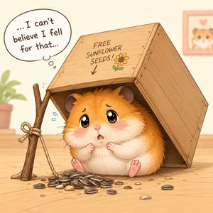 被葵花籽陷阱抓住的仓鼠