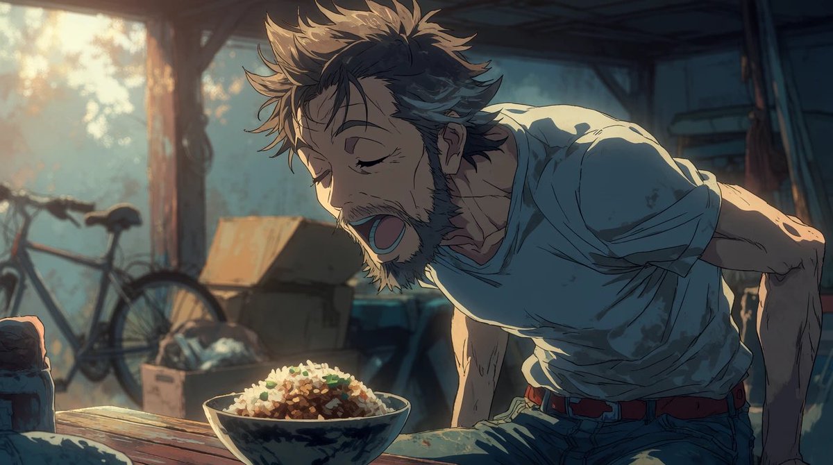 阳光车库里饥肠辘辘的男人