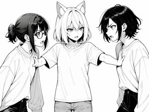 漫画猫耳少女劝架
