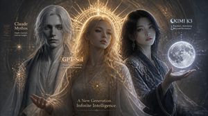 三位 AI 神祇奇幻海报