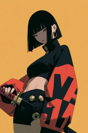 单色女剑客分镜草图