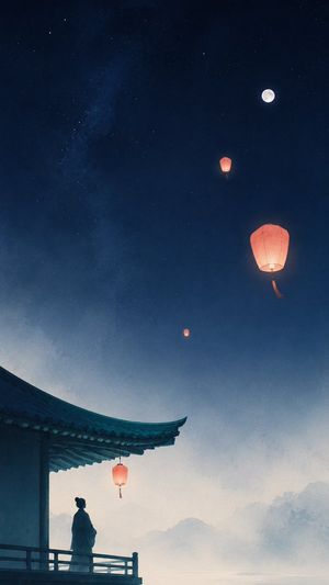 东方禅意灯笼壁纸