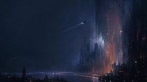 深蓝色科幻超级城市壁纸