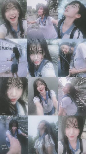 雨中女学生照片日记拼贴