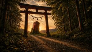 日落鸟居森林小径