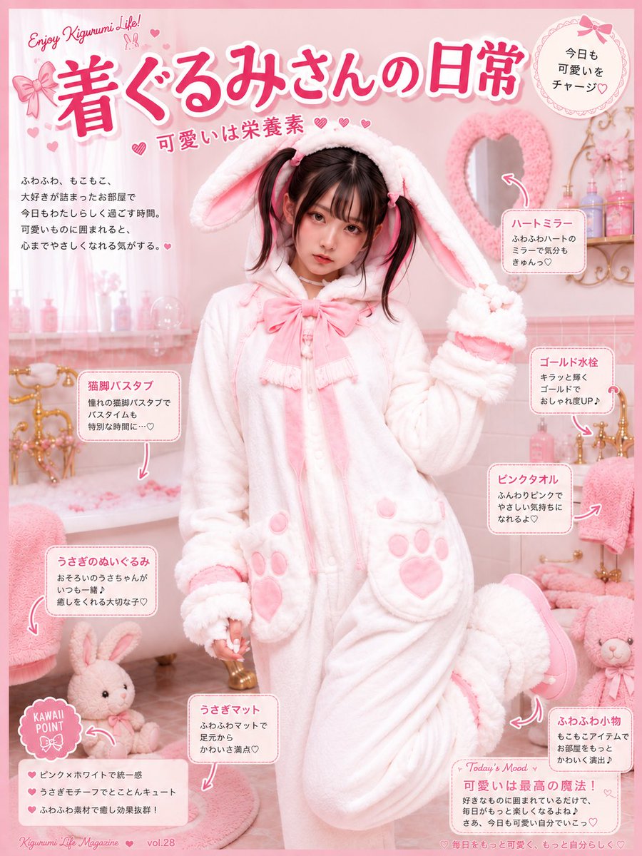 粉色兔子 Kigurumi 杂志封面