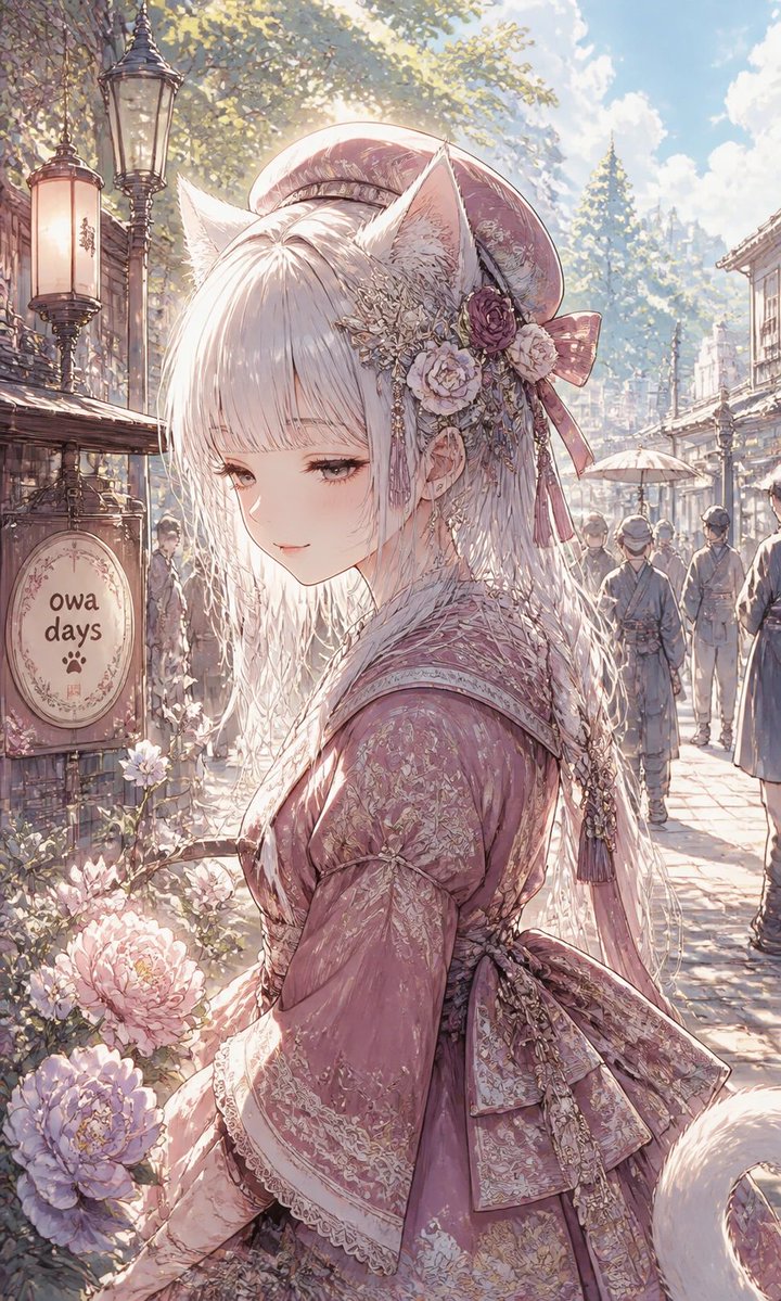 阳光集市街上的狐耳少女