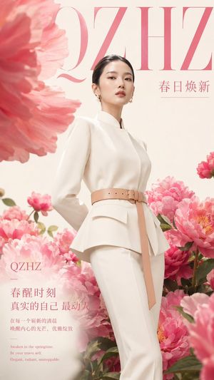 奢华春日牡丹时尚海报