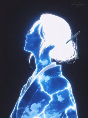电光蓝妖怪女性肖像