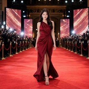 勃艮第红酒色红毯电影明星