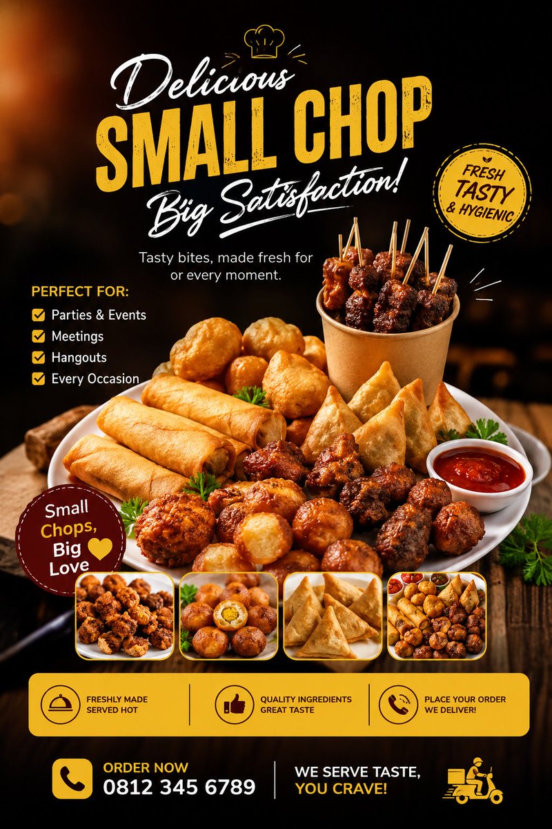 高端尼日利亚小吃 (Small Chops) 美食海报