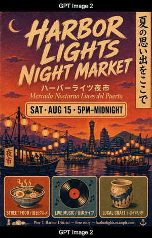复古港口灯光夜市海报